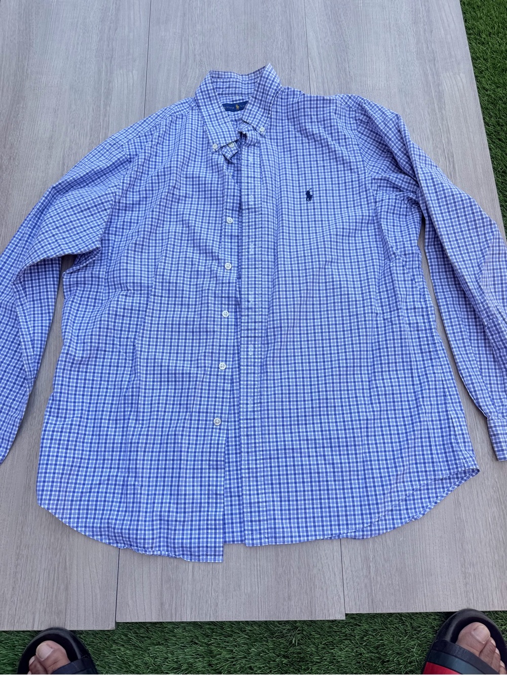 Ralph Lauren Light Blue & White Gingham Button-Down Shirt
